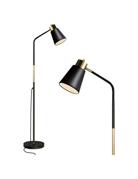 Lámpara de Pie LALISU Ajustable Negra 146,3 cm Estilo Rústico