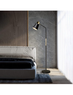 Lámpara de Pie LALISU Ajustable Negra 146,3 cm Estilo Rústico 2