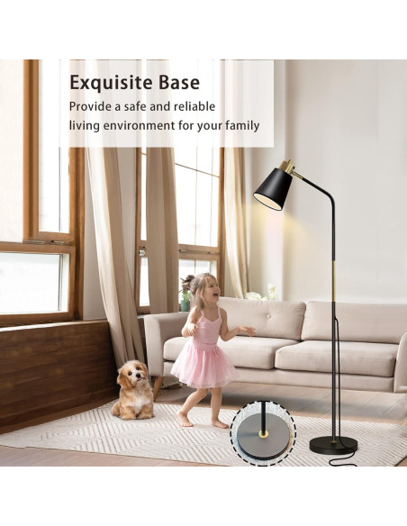 Lámpara de Pie LALISU Ajustable Negra 146,3 cm Estilo Rústico