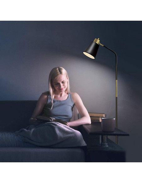 Lámpara de Pie LALISU Ajustable Negra 146,3 cm Estilo Rústico