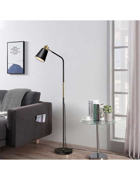 Lámpara de Pie LALISU Ajustable Negra 146,3 cm Estilo Rústico