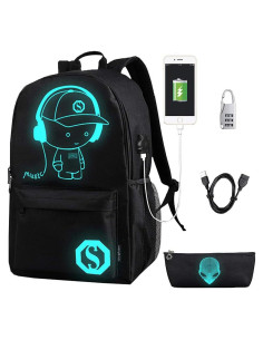 Mochila Escolar Luminosa FLYMEI para Laptop 17" Negra