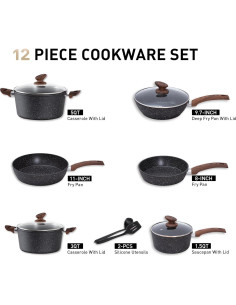 Juego de Ollas y Sartenes MAISON ARTS 12 Piezas Antiadherente 2