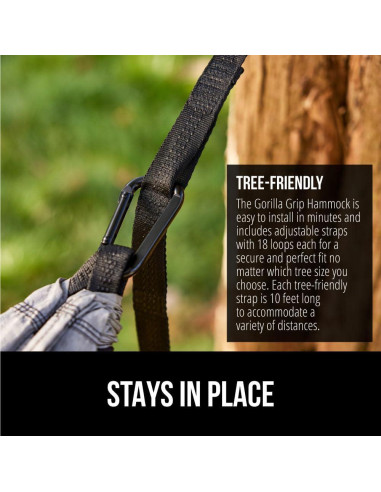 Hamaca Portátil Gorilla Grip 3,05x1,98m Soporta 226kg