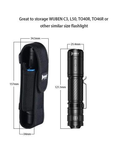 Funda para Linterna WUBEN C3-FU Nylon Ajustable 13.97cm