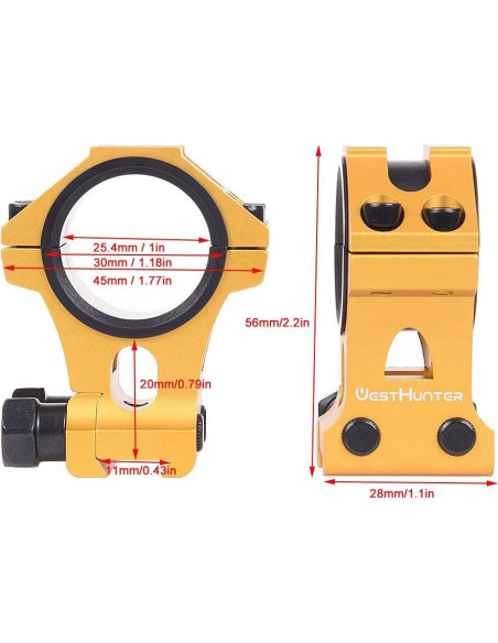 Anillas de Mira Dovetail WestHunter WH-203 30 mm Altura 36 mm