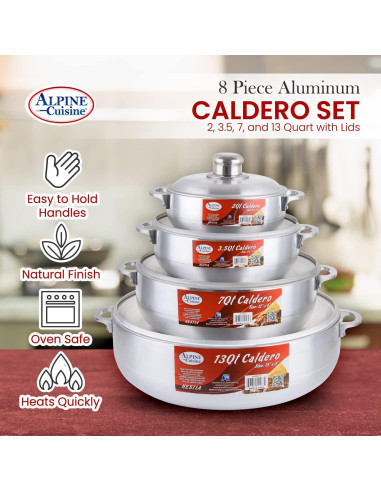 Juego de Calderos de Aluminio Alpine Cuisine 8 Piezas