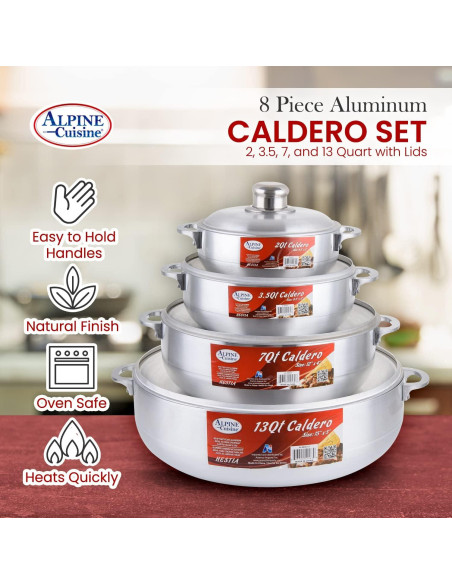 Juego de Calderos de Aluminio Alpine Cuisine 8 Piezas