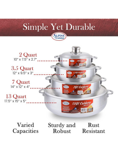 Juego de Calderos de Aluminio Alpine Cuisine 8 Piezas