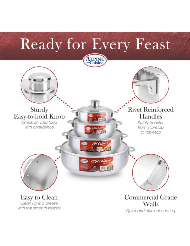Juego de Calderos de Aluminio Alpine Cuisine 8 Piezas