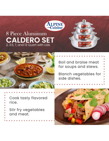 Juego de Calderos de Aluminio Alpine Cuisine 8 Piezas