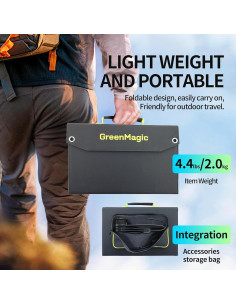 Panel Solar Portátil Greenmagic 60W Carga Rápida Impermeable 2