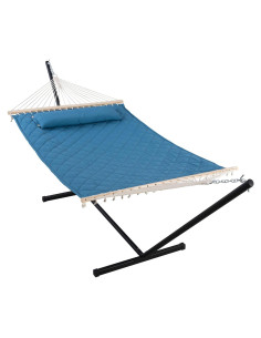 Hamaca Doble ANOW con Soporte de Acero 3.66 m Azul