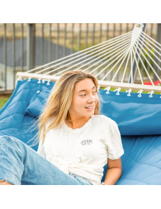 Hamaca Doble ANOW con Soporte de Acero 3.66 m Azul 2