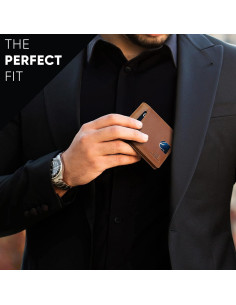 Billetera Bifold de Cuero Genuino Serman Brands con RFID 2