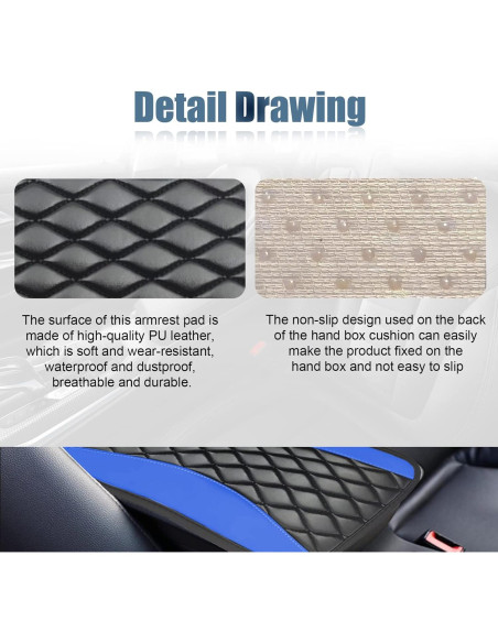 Cubierta de Consola Central Vrasly Cuero Impermeable Azul