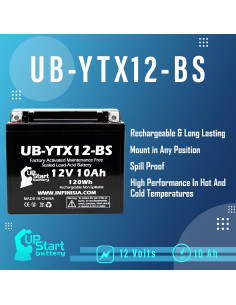 Batería de Reemplazo UpStart para Honda TRX250 12V 10Ah 2