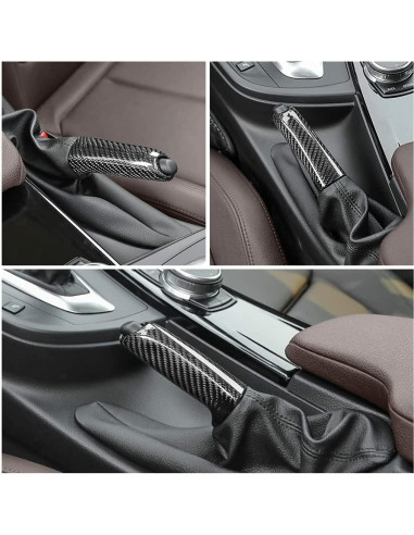 Mango de Freno de Mano iJDMTOY Fibra de Carbono ABS Compatible BMW