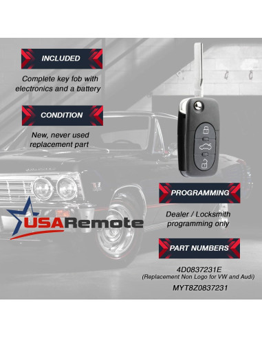 Llave de entrada sin llave VW Beetle Golf Jetta Passat 1998-2001