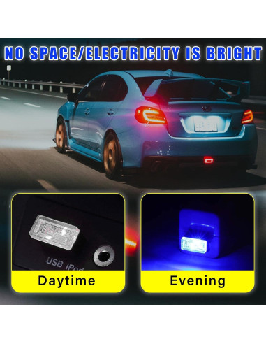 Augeny Lámpara LED USB para Automóvil 4 Pcs Azul