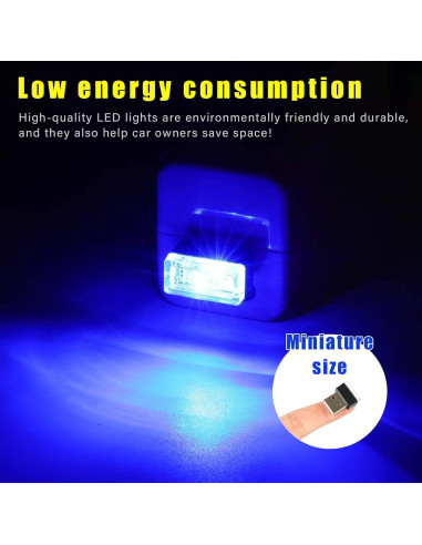 Augeny Lámpara LED USB para Automóvil 4 Pcs Azul