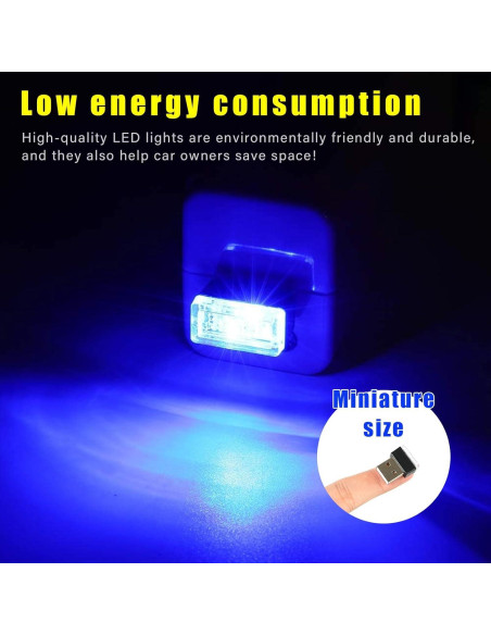 Augeny Lámpara LED USB para Automóvil 4 Pcs Azul