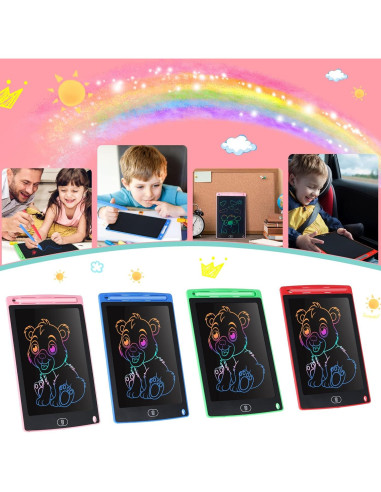 Zonon Tableta de Escritura LCD 8.5" 4 Colores para Niños