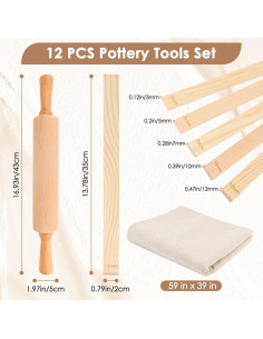 Juego de herramientas de cerámica 12 piezas Adecco con rodillo 2