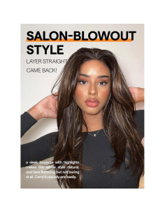 Peluca GORGIUS Negra Recta 51 cm con Mechas Sin Pegamento 2