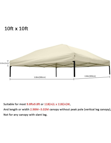 Cubierta de Toldo 3x3m Mejreiik Beige Resistente al Agua