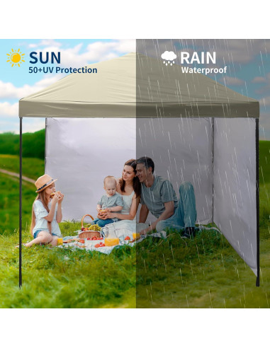 Cubierta de Toldo 3x3m Mejreiik Beige Resistente al Agua