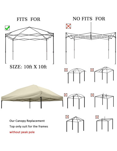Cubierta de Toldo 3x3m Mejreiik Beige Resistente al Agua