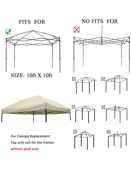 Cubierta de Toldo 3x3m Mejreiik Beige Resistente al Agua