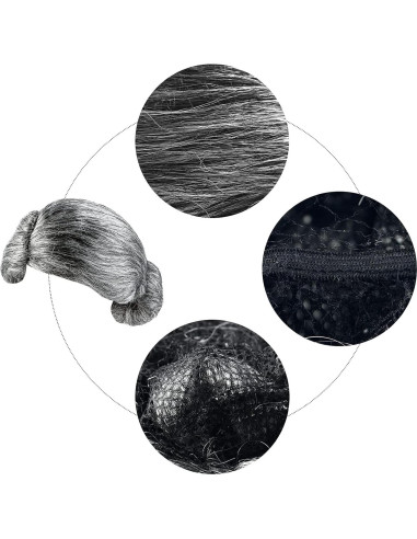 Cooraby Disfraz Abuela 3 Piezas Peluca Gafas Collar