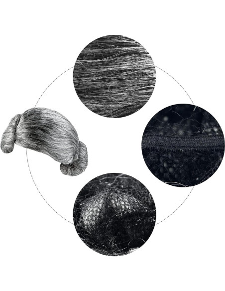 Cooraby Disfraz Abuela 3 Piezas Peluca Gafas Collar