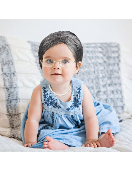 Cooraby Disfraz Abuela 3 Piezas Peluca Gafas Collar