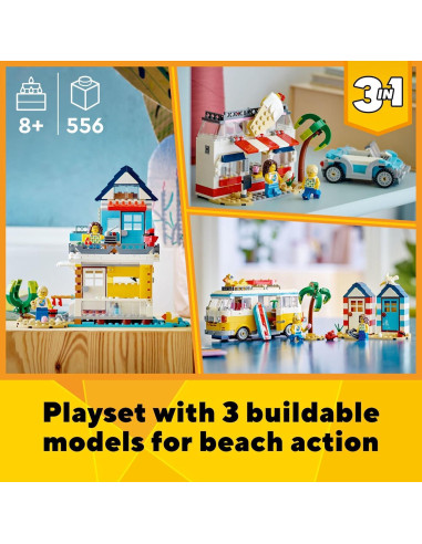 LEGO Creator Furgoneta Camper Playa 31138 3 en 1 556 Piezas