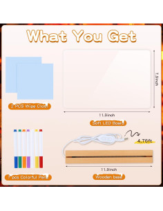 Tablero de Borrado en Seco LED Hzdyopk 30x20 cm 7 Colores 2