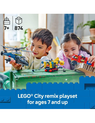 LEGO Ciudad Helicóptero, Camión Bomberos y Submarino 874 Piezas