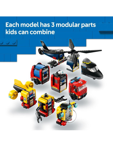 LEGO Ciudad Helicóptero, Camión Bomberos y Submarino 874 Piezas
