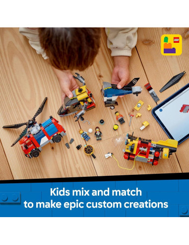 LEGO Ciudad Helicóptero, Camión Bomberos y Submarino 874 Piezas