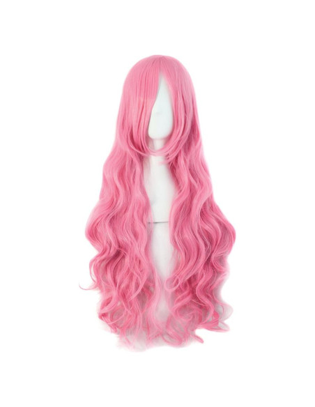 Peluca Larga Rizada MapofBeauty 80cm Rosa Oscuro