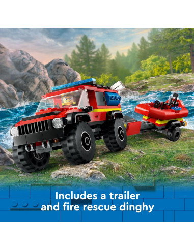 LEGO City Camión de Bomberos 4x4 y Barco de Rescate