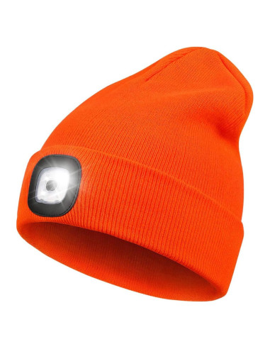 Gorro LED YunTuo unisex con luz recargable USB naranja