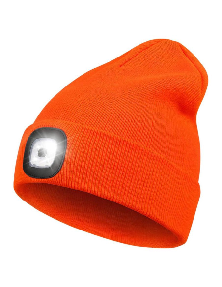 Gorro LED YunTuo unisex con luz recargable USB naranja
