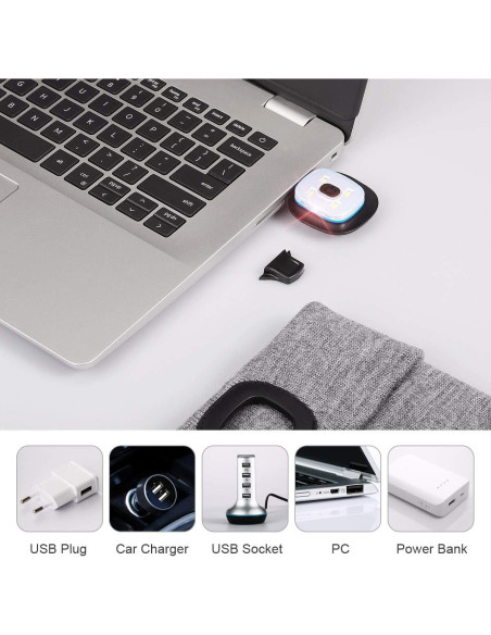 Gorro LED YunTuo unisex con luz recargable USB naranja