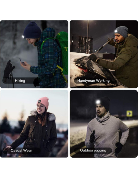 Gorro LED YunTuo unisex con luz recargable USB naranja