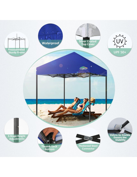 Carpa Plegable COBIZI 2x2m Impermeable para Camping y Fiestas