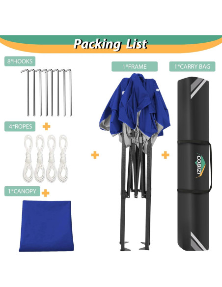 Carpa Plegable COBIZI 2x2m Impermeable para Camping y Fiestas