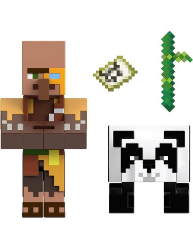 Figura de acción Minecraft Cartógrafo y Panda Mattel 8.26 cm